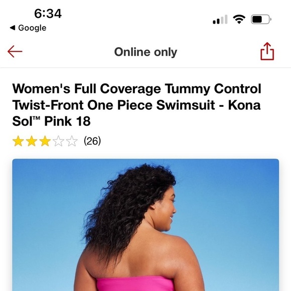 Kona Sol Pink Tummy Control Twist Front Full Coverage Strapless Bathingsuit - Picture 3 of 9